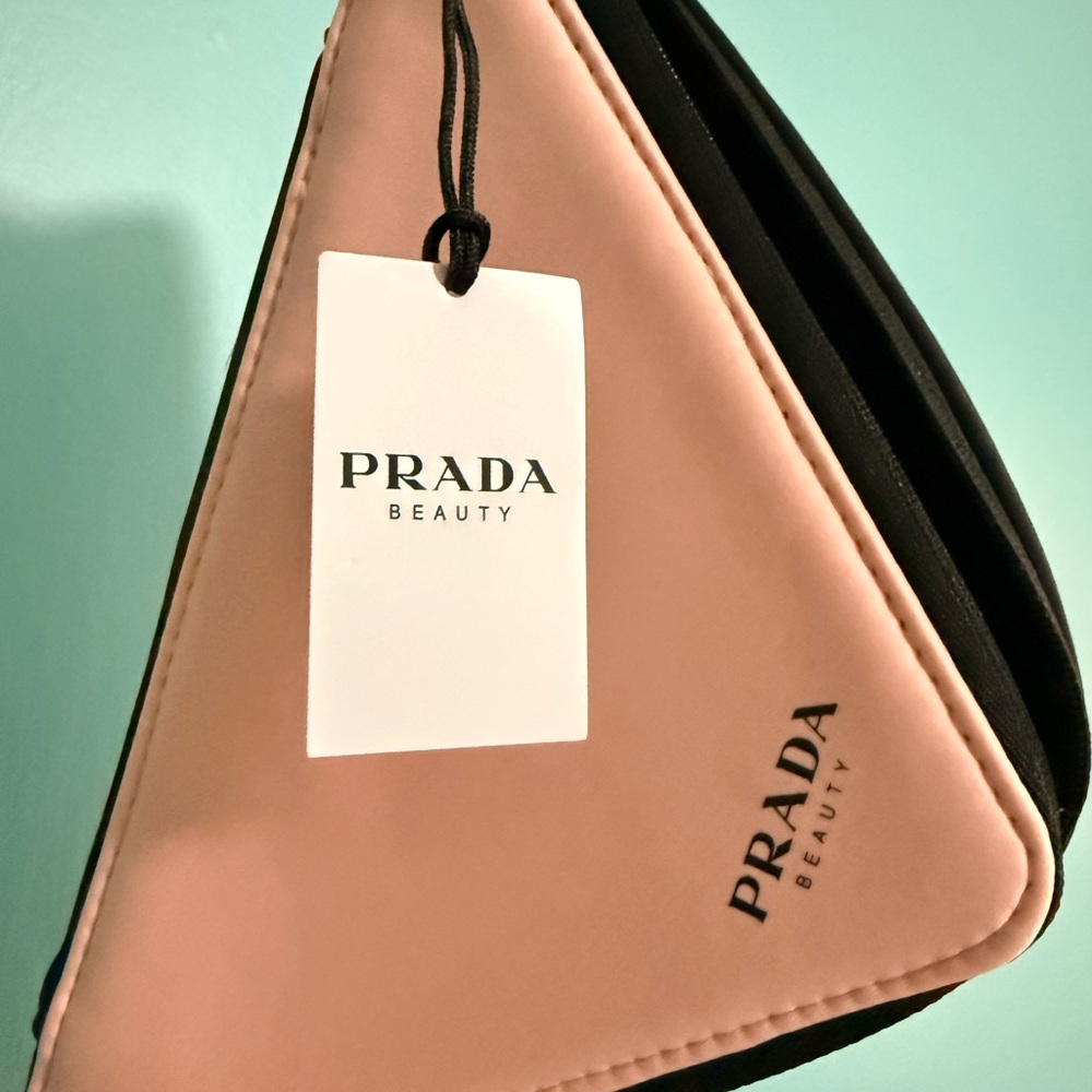 🥰 Prada Beauty Triangle Cosmetic Bag • Pink & Black • New w/ Tag